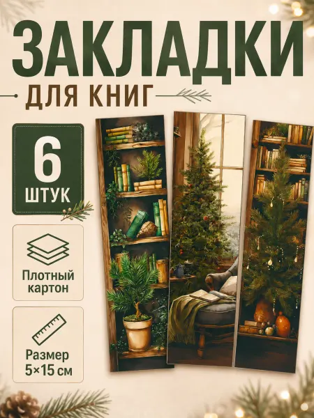PlanMania Новогодние закладки для книг "Елочки"