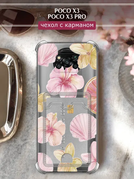 Xiaomi Чехол на Poco X3 Poco X3 Pro с картой с цветочками