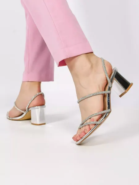POLIVI Shoes Сабо, босоножки женские на каблуке в стразах