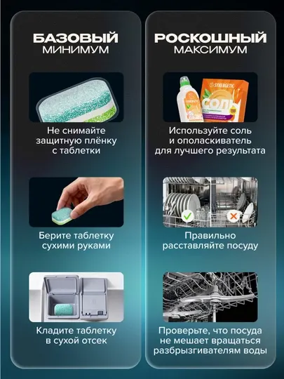 Таблетки для посудомоечных машин, бес фосфатные SYNERGETIC ULTRA POWER, 55 шт