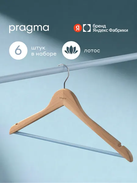Набор деревянных вешалок-плечиков Pragma Rutgar 6 шт, пудровый голубой