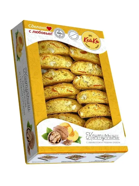 Кей Ко Печенье кантуччини с абрикосом и грецким орехом 200 гр