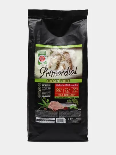 Сухой корм для кошек Primordial с МКБ, с индейкой и сельдью, 6 кг