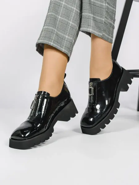 Princessa Shoes Туфли черные на платформе с квадратным мысом