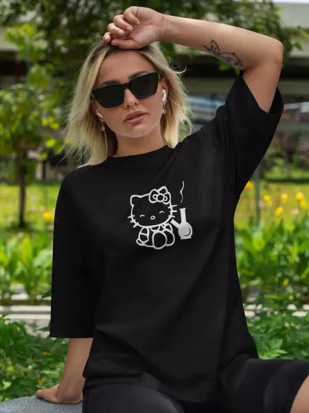 Vash print Футболка Хелло Кити курит бонг