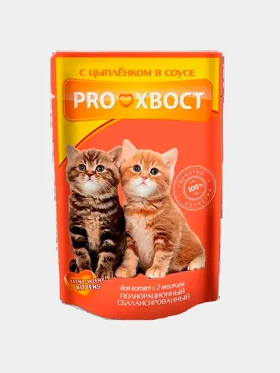 Влажный корм ProХвост для котят, цыпленок в соусе