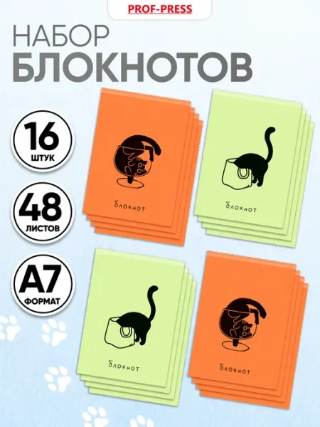 Prof-Press Блокноты для мальчиков и девочек набор 16 штук А7