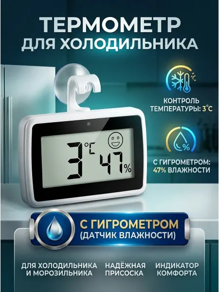 PVHOME Термометр с гигрометром для холодильника