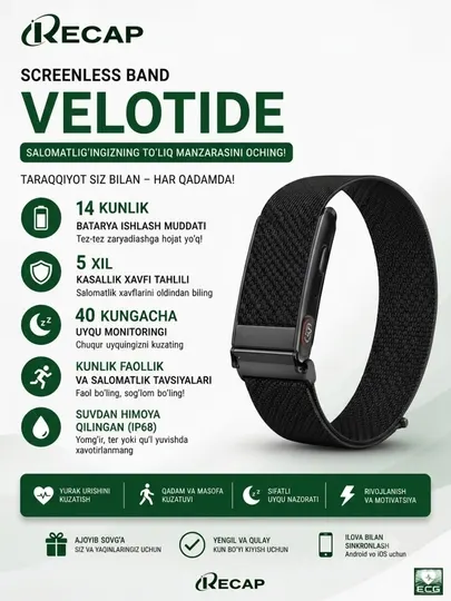 Recap Velotide умный фитнес браслет, фитнес трекер ,аналог whoop