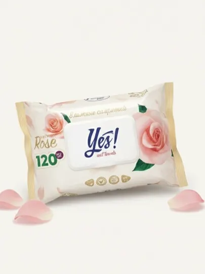 Влажные салфетки Yes! Rose, 120 шт — мягкие, ароматные, гигиенические
