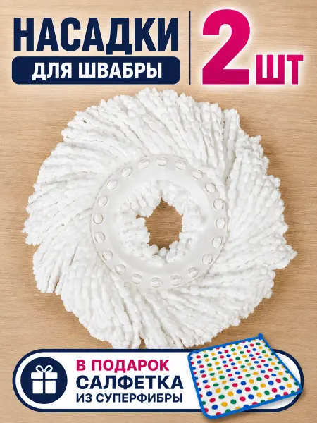 RUGES Насадка для швабры круглая из микрофибры "Верта" 2 шт