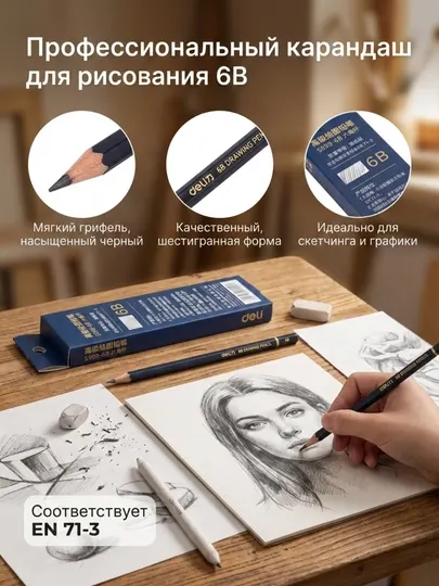 Карандаш художественный S999-6B