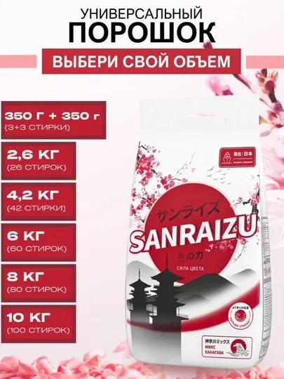 Стиральный порошок автомат SANRAIZU Сила цвета, аромат цветущей сакуры