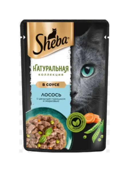 Sheba для кошек с лососью, цельным горошком и морковью 75 гр