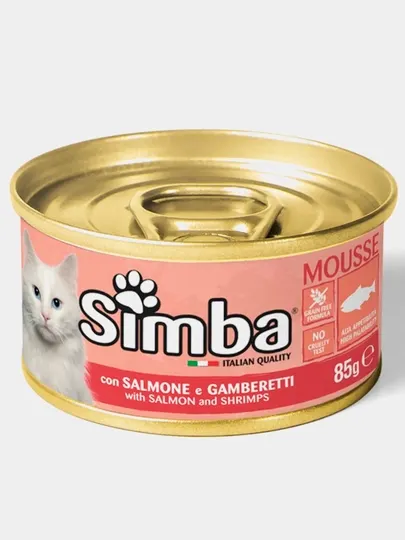 Влажный корм Simba, мусс с лососем и креветками