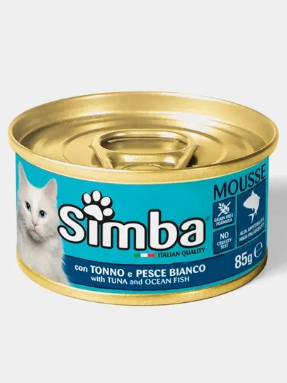 Влажный корм Simba, мусс с тунцом и океанической рыбой