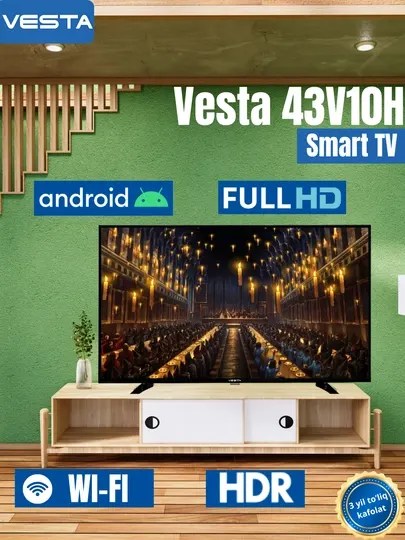 Телевизор TV Vesta-43V10H Smart, черный