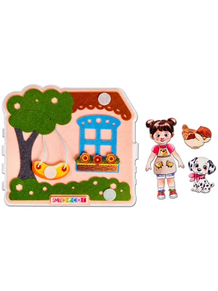 Smile-Decor Книжка-игрушка из фетра "Летний домик", фигурки на липучках