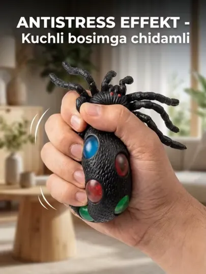 Чёрный паук Black Spider антистресс-игрушка из силикона и TPR