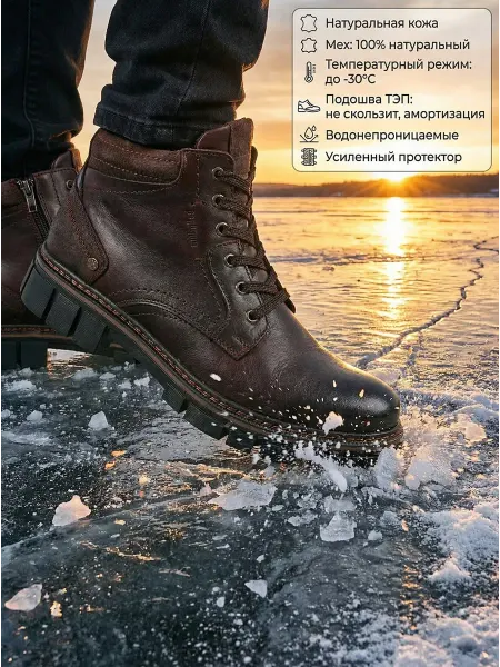 STILUS Ботинки зимние кожаные меховые