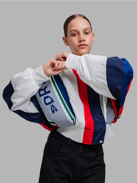 SUPRUNOV STYLE Спортивная кофта на молнии олимпийка укороченная оверсайз