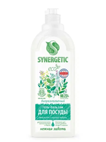 SYNERGETIC Гель-бальзам для посуды, без дозатора, 500мл