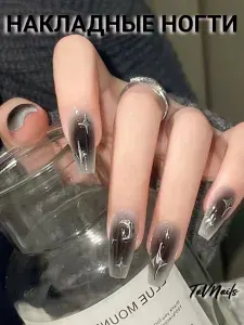 Накладные ногти с клеем с дизайном. 24 шт TaVNails