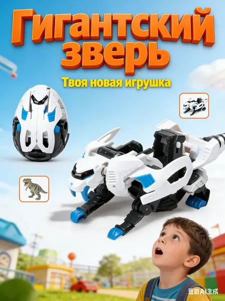 Tongde Трансформируемая игрушка динозавр Тираннозавр из яйца