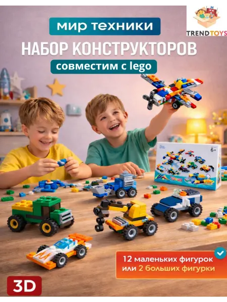 TrendToys Конструктор детский Техника. Набор конструкторов 12 шт