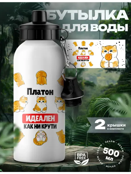 UniCup Спортивная бутылка для воды Платон ты идеальный