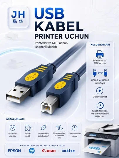 USB кабель для принтера, сканера, МФУ