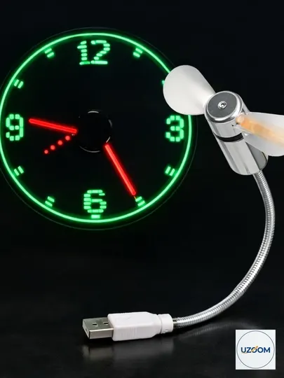 Голографические часы в виде вентилятора, с USB-подключением