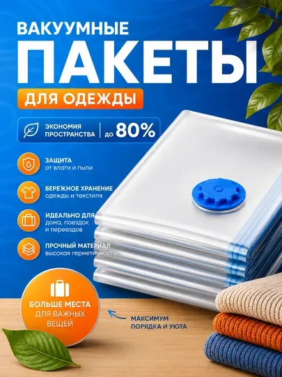 Вакуумный пакет, UYUM, для хранения одежды и постельного белья, с клапаном