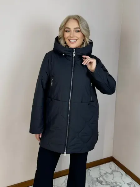 Valia's Shop Куртка женская удлиненная осенняя весна с капюшоном
