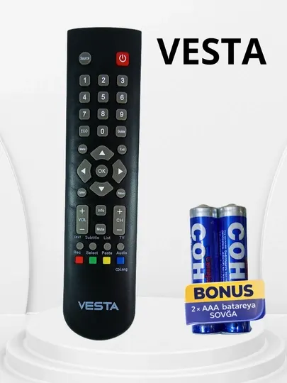 Пульт для телевизора VESTA, универсальный ТВ пульт с батарейками