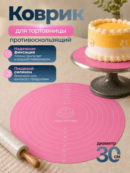Vitrina.shop Противоскользящий силиконовый коврик для тортовницы