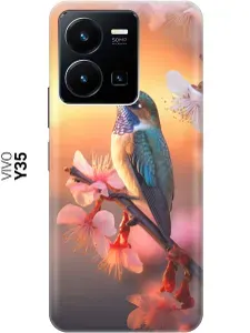 Силиконовый чехол на Vivo Y35 / Виво У35 с рисунком "Птичка и закат"