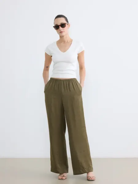 LC Waikiki Женские брюки свободные, эластичный пояс, широкие