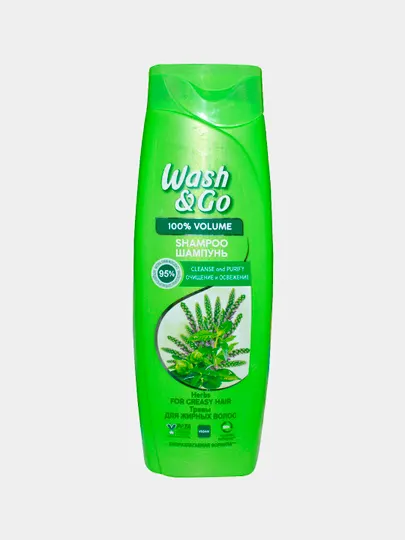 Шампунь для волос Wash & Go, экстракт лечебных трав для жирных волос, 180 мл
