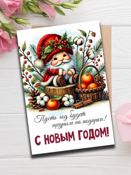 Woodguk Открытка с новым годом гномы