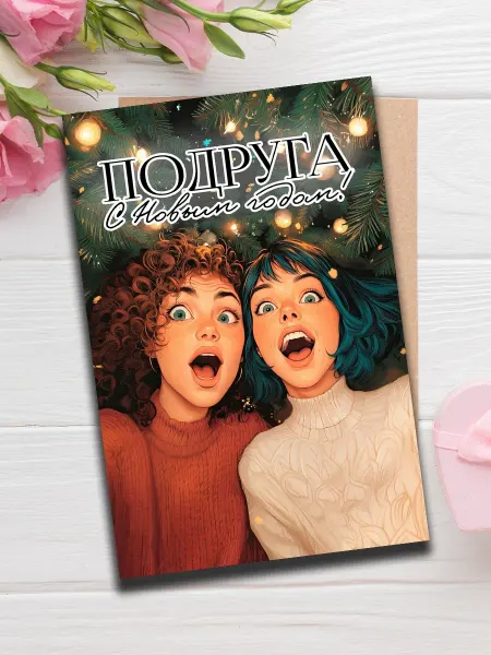 Woodguk Открытка подруге на новый год