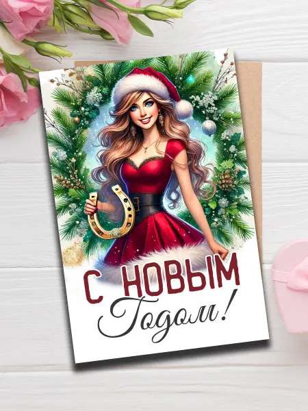 Woodguk Открытка с новым годом для коллектива