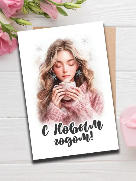 Woodguk Открытка любимой с новым годом милая