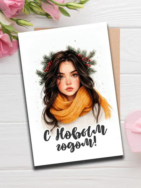 Woodguk Открытка любимой с новым годом нежная