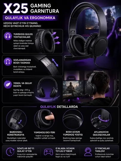 Игровые наушники X25 с микрофоном, проводная гарнитура для ПК и телефона