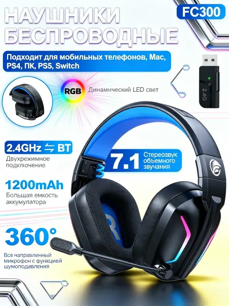 Xastomes наушники беспроводные большие с шумоподавлением с микрофоном