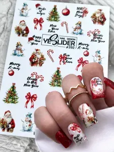 YESLIDER Наклейки для ногтей зима слайдеры для маникюра зимние