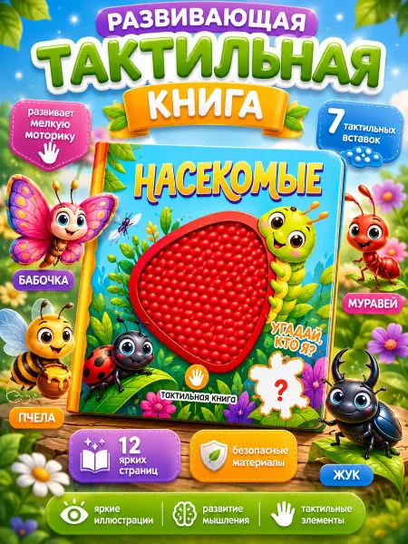 YÖKIDS Тактильная книга развивающая для малышей