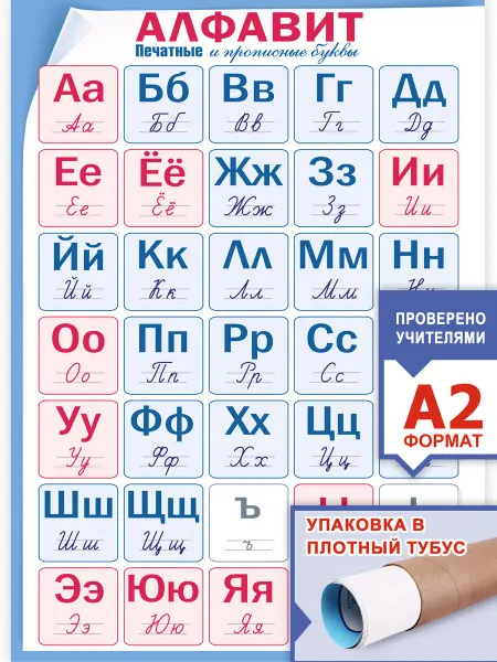 ЗАЙЧИКОВА Плакат алфавит для начальной школы печатные прописные буквы