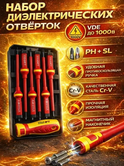 Набор профессиональных отверток для электриков